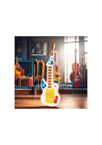 Işıklı Müzikli Sesli Oyuncak Gitar 5 Farklı Mod Hayvan Sesli 36 Cm.