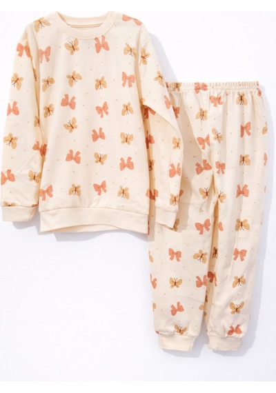 Kelebek Desenli Kız Çocuk Pijama Takımı