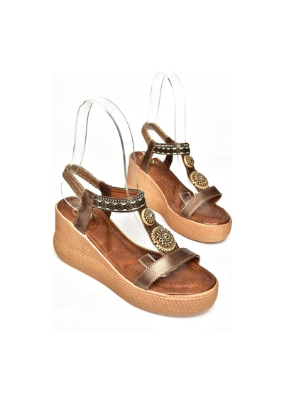 Fox Shoess258136009 Bakır Dolgu Tabanlı Kadın Sandalet Bakır