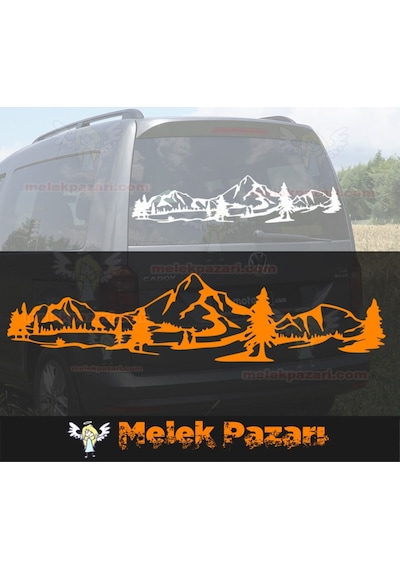 Dağ Manzara Off Road Kamp Araba Sticker