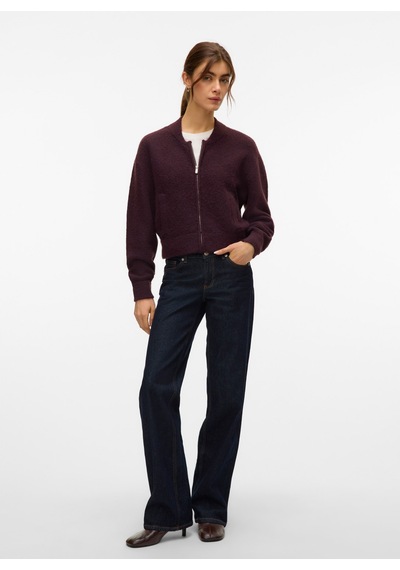 Vero Moda Bordo Kadın Fermuarlı Kazak Vmhanna Ls O-neck Zıpper Cardıgan B