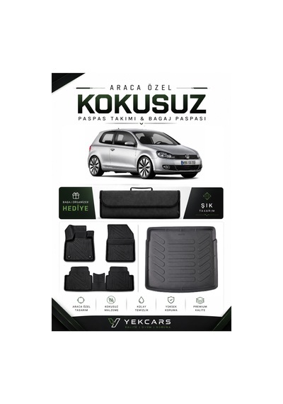 Volkswagen Golf 6 2010 Model Aracınıza Özel 4d Karbonlu Kauçuk Paspas Takımı Ve Bagaj Havuzu