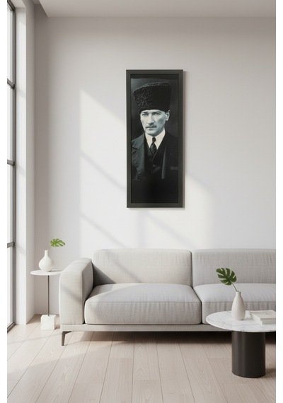 Atatürk Tablosu - 25x60 Cm Dikey Uv Baskılı Mdf Atatürk Poster Tablo