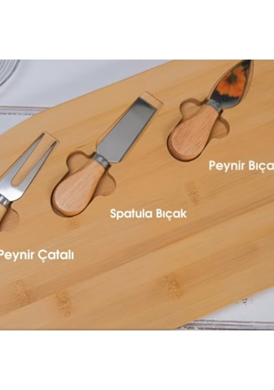 Naturalove Bambu Servis Setli Büyük Peynir Ve Ikram Tablası 45 CM