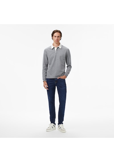 Nautica Erkek Gri Classic Fit Uzun Kollu Polo Yaka T-shirt Düz K57011t Gri