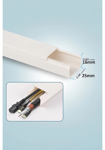 1m Kendinden Yapışkanlı 25x16mm Kablo Kanalı Kolay Montaj Temiz Görünüm Pvc Kablo Gizleyici