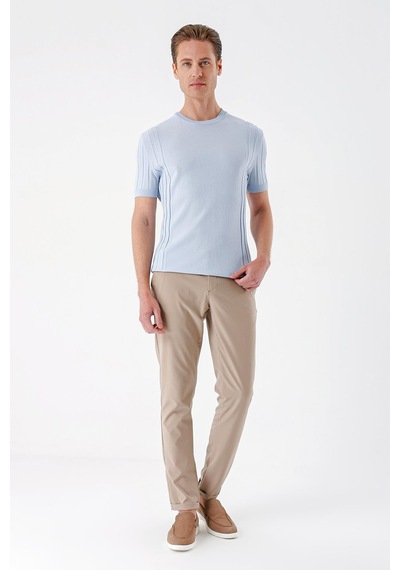Efor Slim Fit Bisiklet Yaka Kısa Kol Mavi Triko Tr 869 Mavi