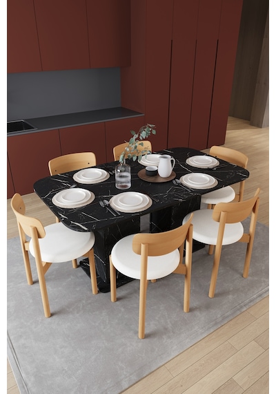Modern Dolaplı 6 Kişilik Mutfak Yemek Masası Ve Sandalye %100 Mdf Mutfak Yemek Odası Masası Takımı Ymt06 Royal Mermer Modern Dolaplı 6 Kişilik Mutfak Yemek Masası Ve Sandalye %100 Mdf Mutfak Yemek Odası Masası Takımı Ymt06 Royal Mermer
