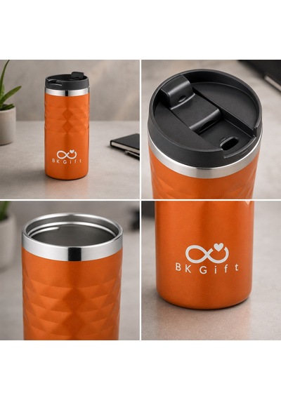 Bk Kurumsal Logonuza Özel 5 Adet 5340 Çelik Kupa 300 Ml Termos Özellikli Kurumsal Mug Turuncu