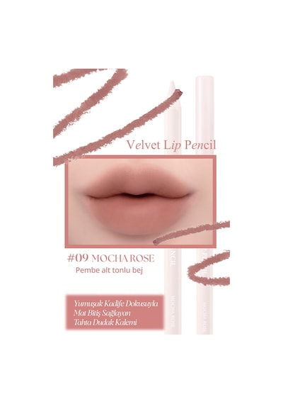 Kremsi Formüle Sahip Dudak Kalemi Ve Kalemtıraş Seti Clıo Velvet Lip Pencil Set 09 Mocha Rose