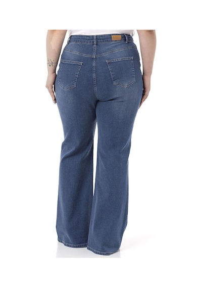 Disentis Büyük Beden Yüksek Bel İspanyol Paça Mavi Denim Pantolon-mavi Mavi