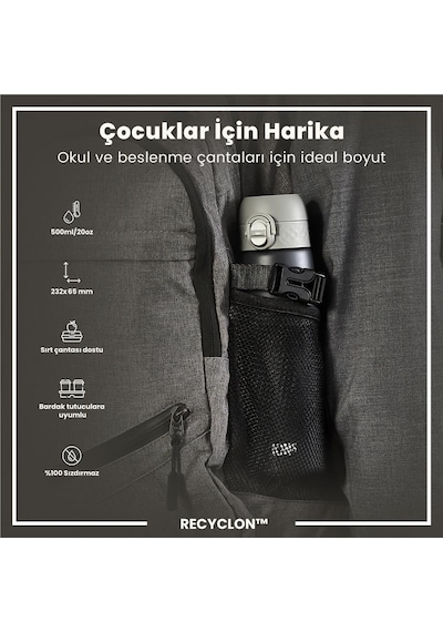 Ion8 - İnce Suluk - Gri - 500 Ml - Sızdırmaz - Bpa İçermeyen