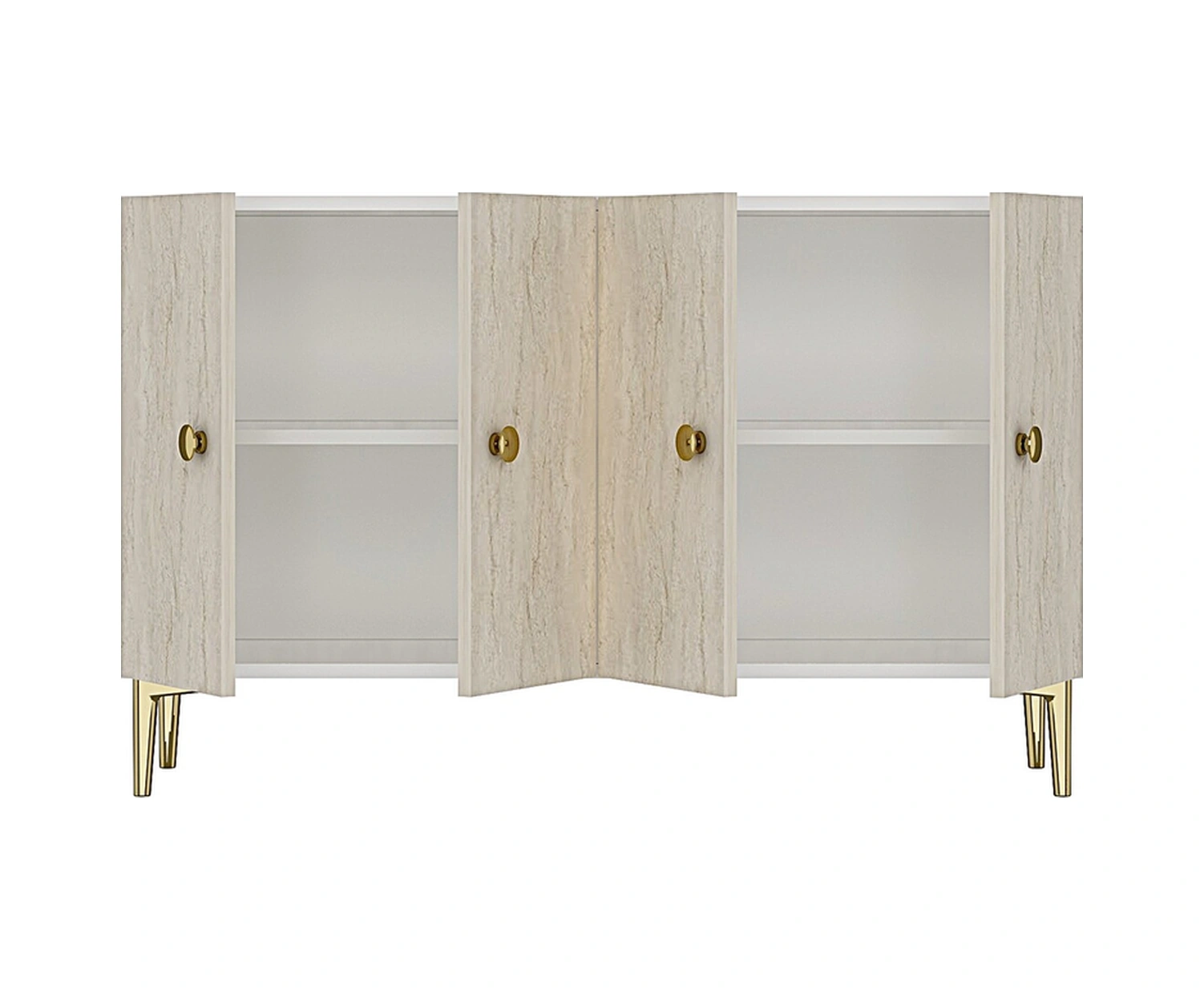 Ka1204btg Sımple120 Konsol, Kahve Köşesi Ve Tv Sehpası Beyaz-traverten-gold 120cm Beyaz