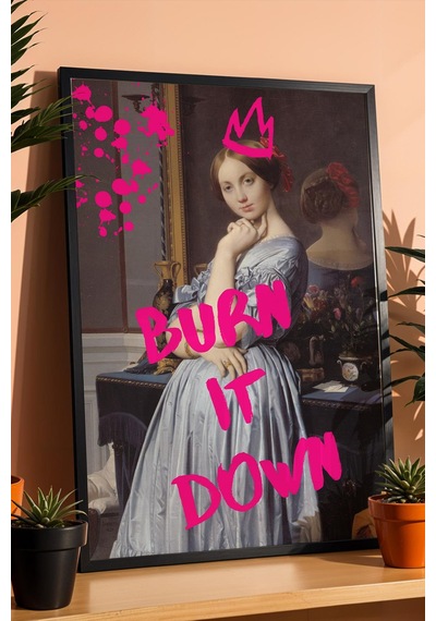 Louis De Broglie Çerçeveli Tablo Burn It Down Kadın Girişimciler İçin Motivasyon Hediyesi Altered Art