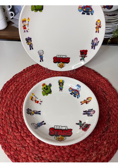 6 Parça Brawl Stars Model Çocuk Bebek Yemek Takımı Beslenme Seti Renkli