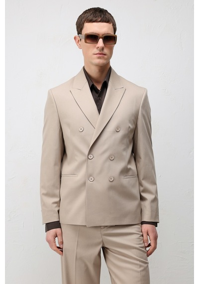 Antioch Kruvaze Relaxed Fit Erkek Blazer Ceket Taş