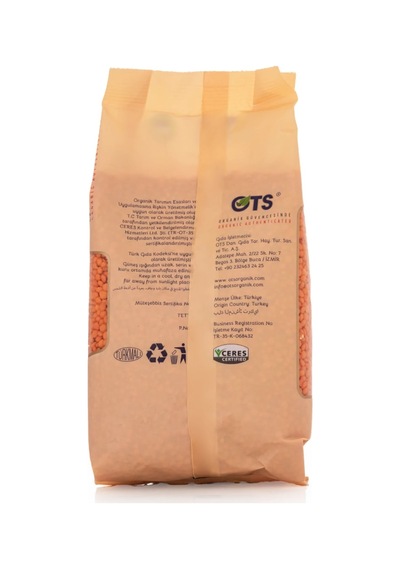 Ots Organik Kırmızı Mercimek 750 gr (Organik Sertifikalı, Pestisit Analizli)