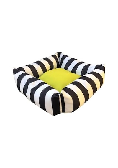 Lüks Kare Zebra Desen Kedi Köpek Yatağı, Sarı