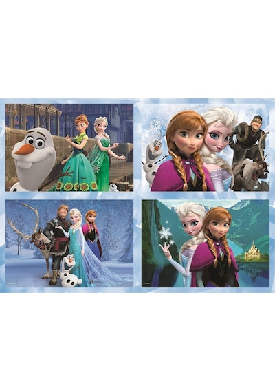 Disney Frozen Elsa Ve Anna 4 Adet Yapboz 24-35-54-70 Parçalı 4'ü 1 Arada