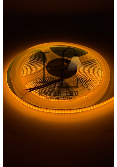 12v 8mm 320 Ledli Esnek Cob Şerit Led Sarı Amber Ip20 5 Metre