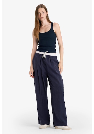 Defacto Baggy Fit Çift Cepli Normal Bel Standart Boy Tensel Pantolon F9743ax25hsnv200 Lacivert