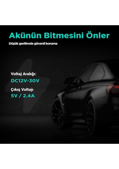 360+ Botslab G300H Pro/HK30 Pro Araç İçi Kamera 24 Saat Park Modu Kiti Akü Bağlantı Kablosu (Micro Usb)