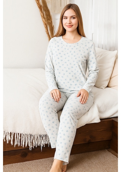 Remsa Kadın Yıldız Desen Suprem Pijama Takımı 0465 Gri05 Gri05