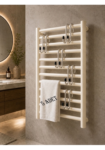 Teknor 5'li Havlupan Askısı Delmeden Takılan Banyo Havlu Askılığı 10x5 Cm Krom