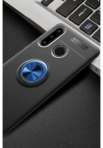 Gld-spt- Newface Huawei Y6p Kılıf Range Yüzüklü Silikon - Siyah-mavi