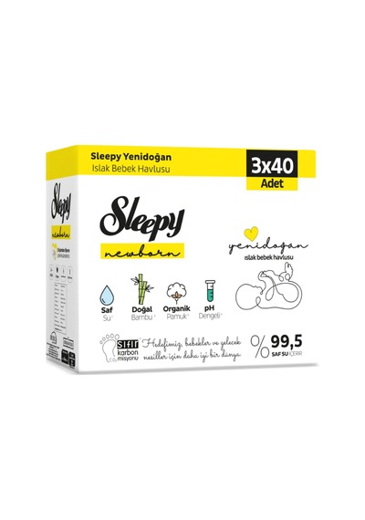 Sleepy Natural Yenidoğan Islak Havlu 3 X 40'lı - 6 Adet Tarı 6'li