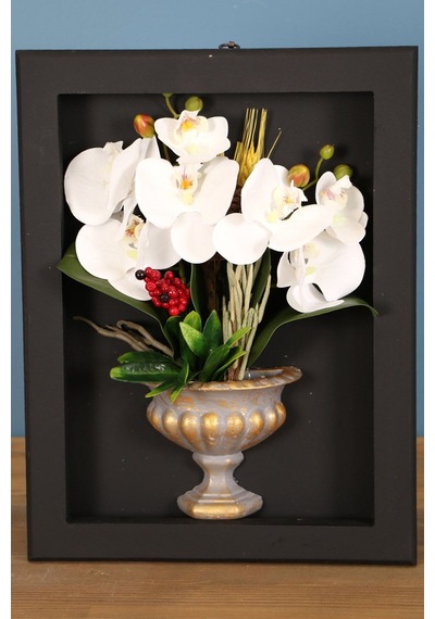 Yapay Çiçek Deposu Dekoratif Çiçekli Çerçeve Tablo 28cmx37cm Kod:122