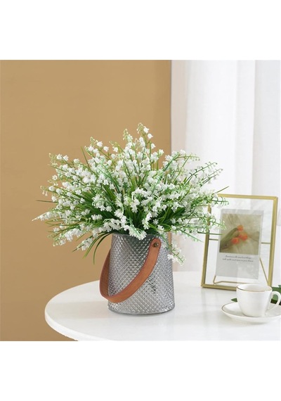 Yapay Çiçek Müge Çiçeği Sazlı Beyaz Çan Çiçeği Lily Of The Valley Demet