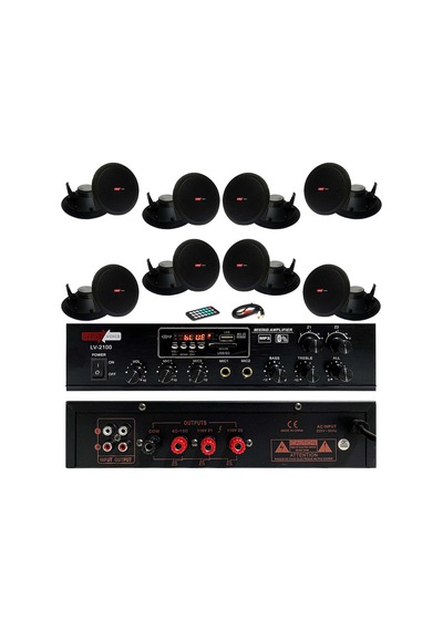 Lastvoice Black Small-7 Tavan Hoparlör ve Anfi Ses Sistemi Paketi