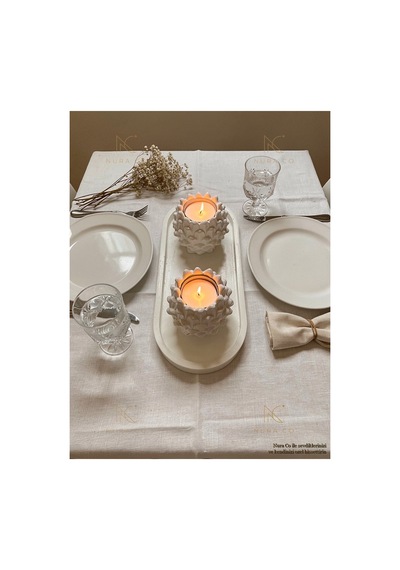 El Yapımı Kozalak Tealight Tutucu 2'li Set Oval Tepsi İle Doğa Temalı Dekoratif Ev Aksesuarı 05