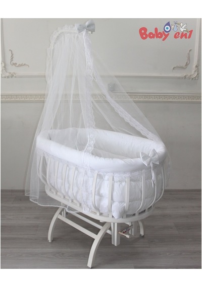 Babyen1 Beyaz Sepet Beşik Uyku Seti Anne Yanı %100 Organik Pamuk