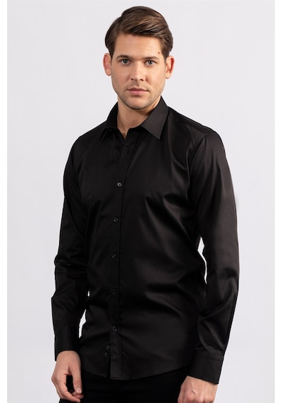 Tudors Modern Slim Fit Koton Saten Premium Seri Erkek Gömlek-23893 Siyah Tudors Modern Slim Fit Koton Saten Premium Seri Erkek Gömlek-23893 Siyah