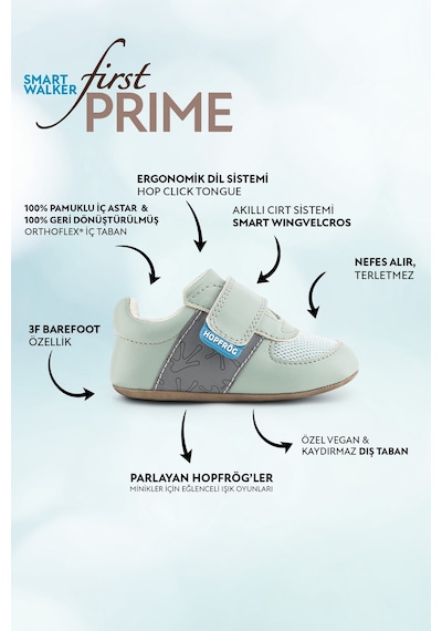 Hopfrög Kids Smart Walker First Prime Super Mat Havalı Barefoot İlk Adım Bebek Ayakkabı