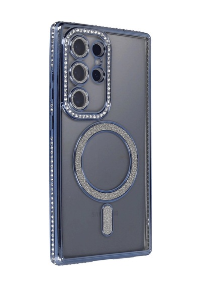 Samsung Galaxy S24 Ultra Kılıf Joke Simli Magneticsafe Kılıf - Lacivert Evimdeyokyok