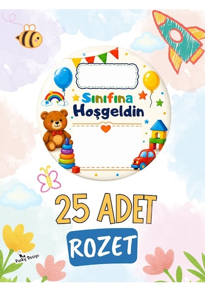Sınıfına Hoş Geldin 25 Li İsim Yazılabilir 44 Mm Öğrenci Rozeti Seti-okul Seti-1 Çok Renkli