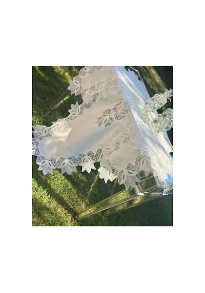 Salon Takımı Kayla Model Krem-krem 5 Parça Keten Dantelli Masa Örtüsü Runner Seti Bzckh1372 Çok Renkli