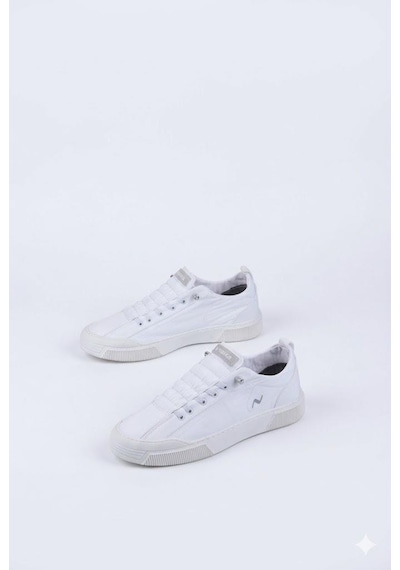 Fort Noka Champ Rahat Memory Foam İç Taban Keten Sneaker Erkek Ayakkabı Beyaz