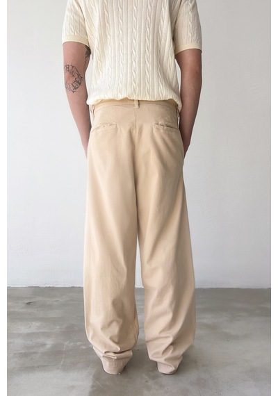 Flaw Basic Baggy Pantolon-29202 Bej