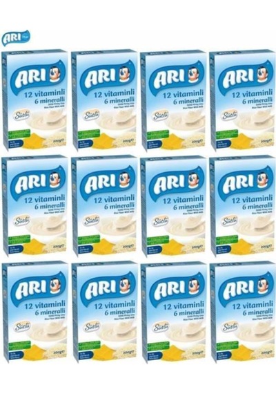 Arı Mama Pirinç Unu 200gr Sütlü 12 Vitaminli 6 Mineralli 12 Li