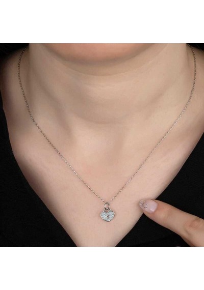 Swarovski Taşlı Gümüş Kalp Kiliti Kadın Kolye (520828482)