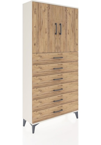 Arges Dolap 2 Raflı 6 Çekmeceli 2 Kapaklı 88x30x182 Aytaşı-çam Aytaşı