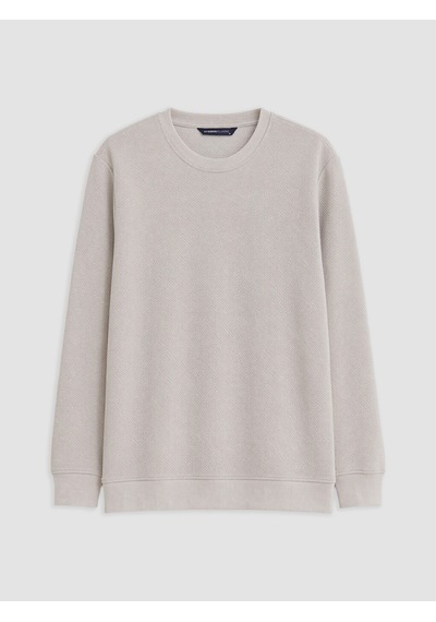 Lcwaıkıkı Classic Gri Bisiklet Yaka Desenli Erkek Sweatshirt