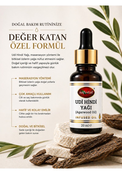 Udi Hindi Yağı 20 Ml Maserasyon Bitkisel Bakım Yağı Cilt Ve Saç İçin Doğal Özel Formül