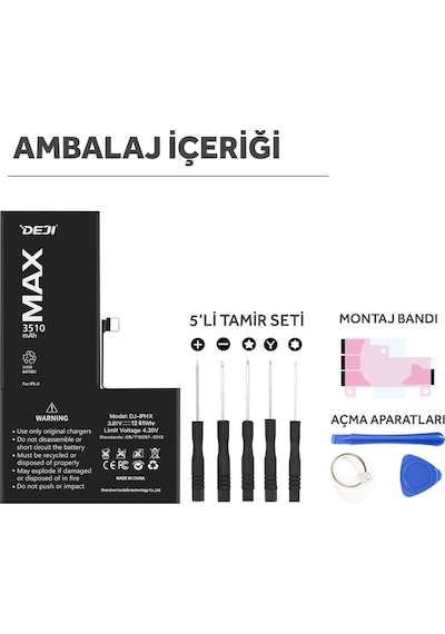 Apple Uyumlu iPhone X Batarya Mucize Batarya Deji 3510mAh Apple Uyumlu iPhone X Batarya Mucize Batarya Deji 3510mAh