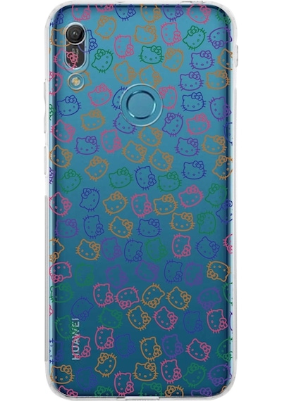 Huawei Y6 Pro 2019 Kamera Korumalı Kapak Hello Kitty Tasarımlı Şeffaf Kılıf Şeffaf