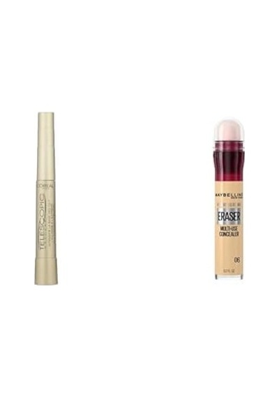 L Oréal Paris Telescopic Maskara - Siyah + Maybelline New York Instant Anti Age Eraser Kapatıcı, 06 Neutralizer, 6.8 Ml 0
